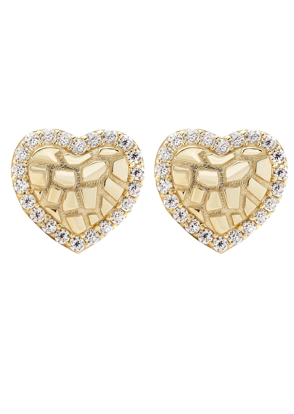 10K Gold Heart Nugget Earrings | Appx 0.4 Inches Wide | Style #73
