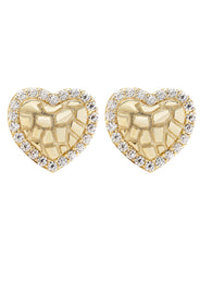 10K Gold Heart Nugget Earrings | Appx 0.4 Inches Wide | Style #73