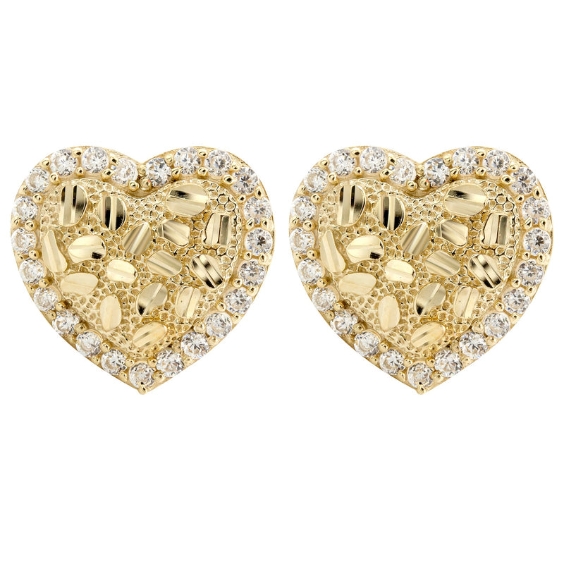 10K Gold Heart Nugget Earrings | Appx 0.5 Inches Wide | Style #69