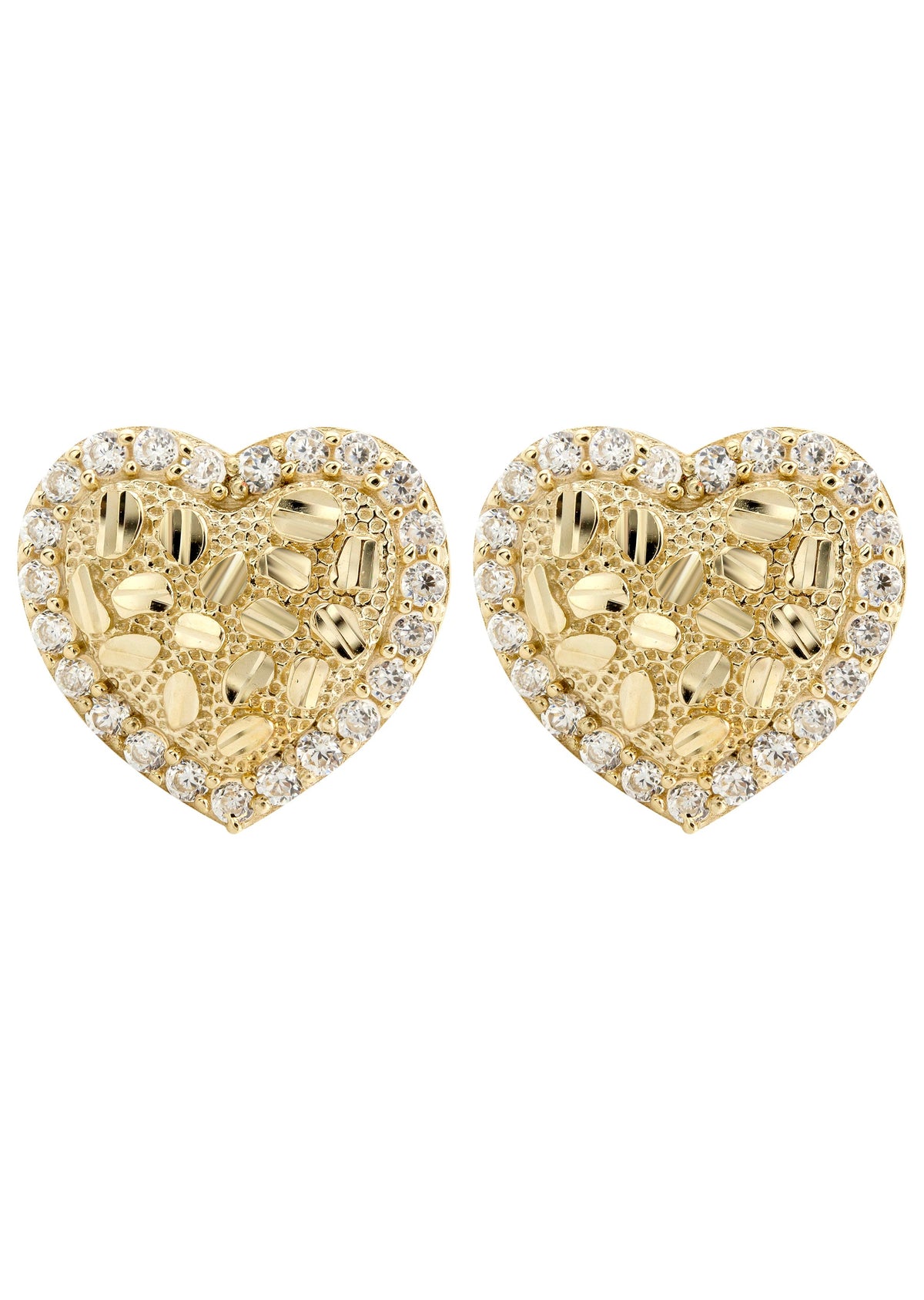 10K Gold Heart Nugget Earrings | Appx 0.5 Inches Wide | Style #69
