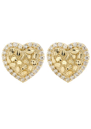 10K Gold Heart Nugget Earrings | Appx 0.5 Inches Wide | Style #69