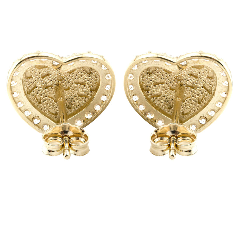 10K Gold Heart Nugget Earrings | Appx 0.5 Inches Wide | Style #69