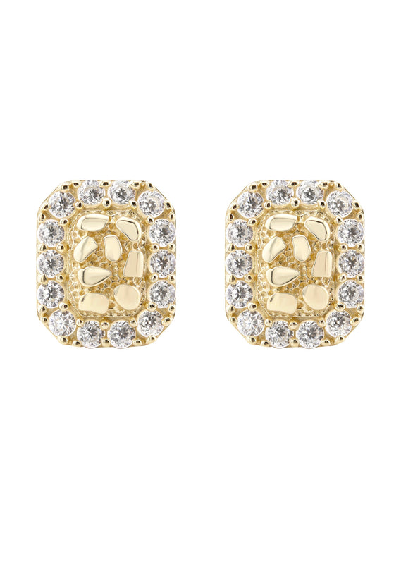 10K Gold Nugget Earrings | Appx 0.3 Inches Wide | Style #65
