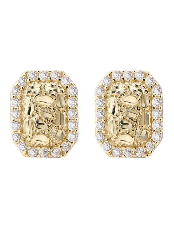 10K Gold Nugget Earrings | Appx 0.3 Inches Wide | Style #61