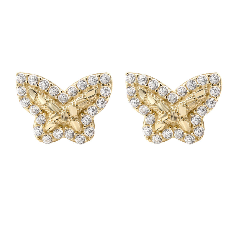 10K Gold Butterfly Nugget Earrings | Appx 0.4 Inches Wide | Style #133