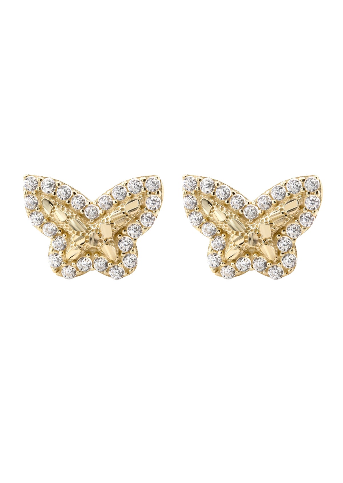 10K Gold Butterfly Nugget Earrings | Appx 0.4 Inches Wide | Style #133
