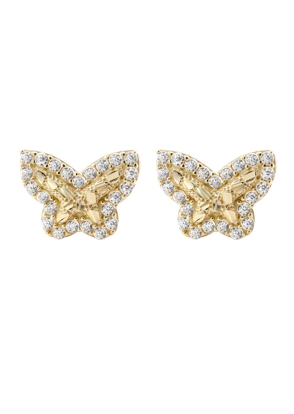 10K Gold Butterfly Nugget Earrings | Appx 0.4 Inches Wide | Style #133