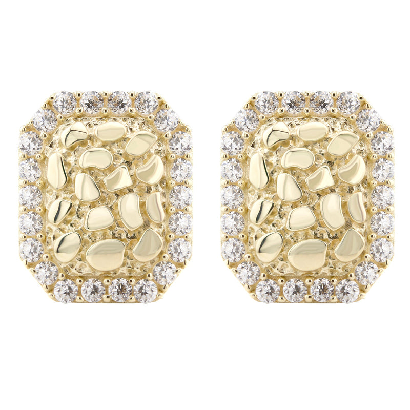 10K Gold Nugget Earrings | Appx 0.4 Inches Wide | Style #57