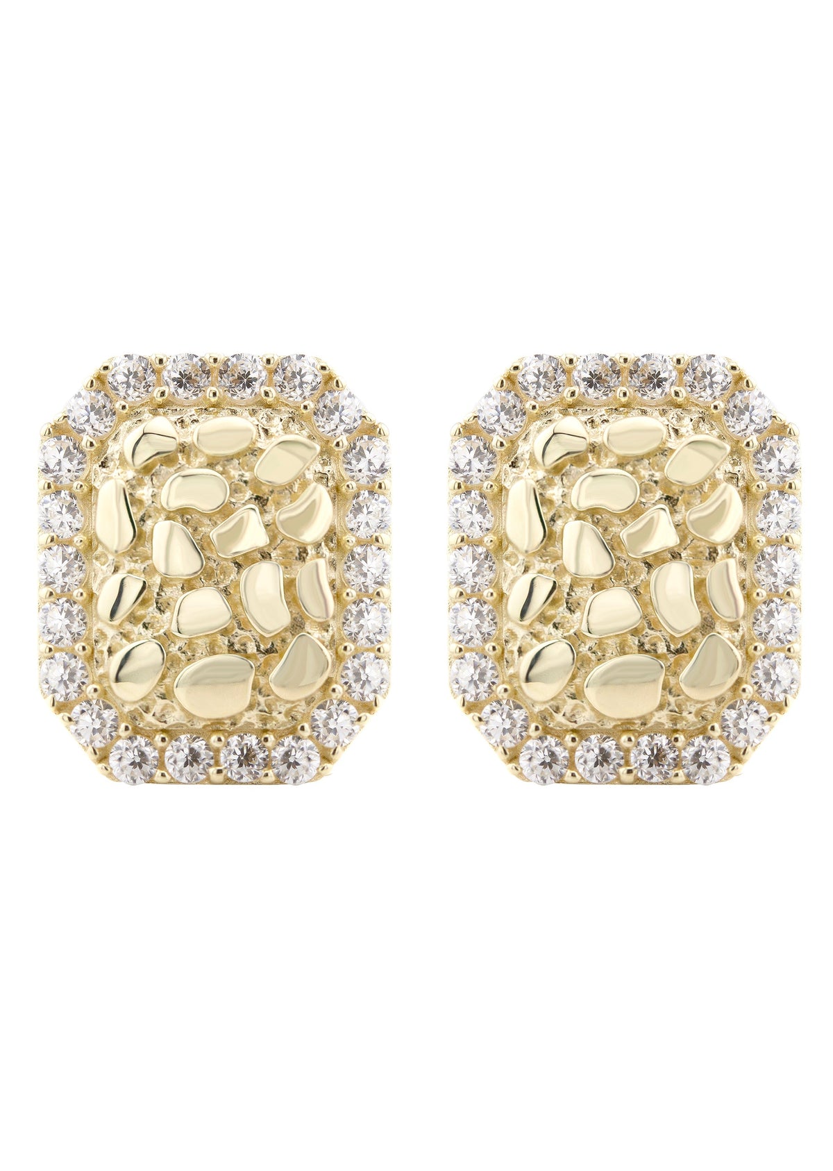 10K Gold Nugget Earrings | Appx 0.4 Inches Wide | Style #57