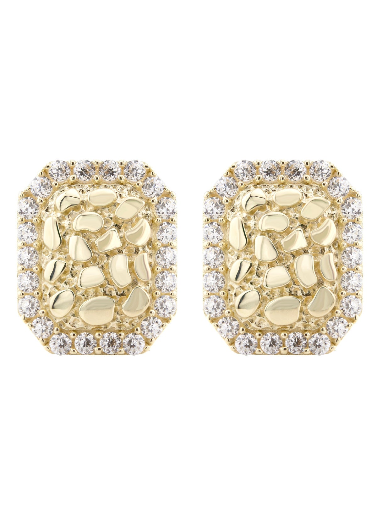 10K Gold Nugget Earrings | Appx 0.4 Inches Wide | Style #57