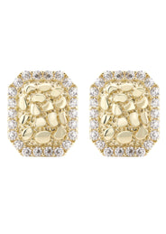 10K Gold Nugget Earrings | Appx 0.4 Inches Wide | Style #57