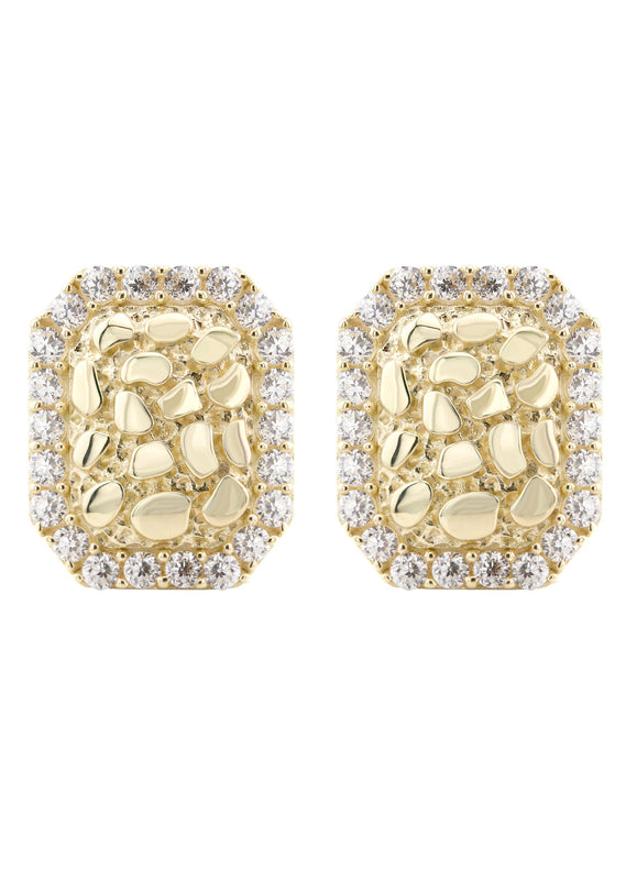 10K Gold Nugget Earrings | Appx 0.4 Inches Wide | Style #57