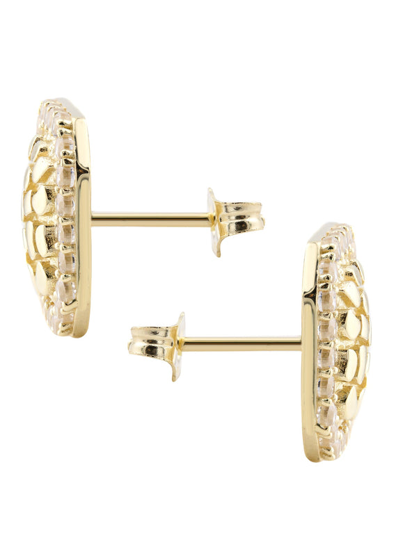 10K Gold Nugget Earrings | Appx 0.4 Inches Wide | Style #57