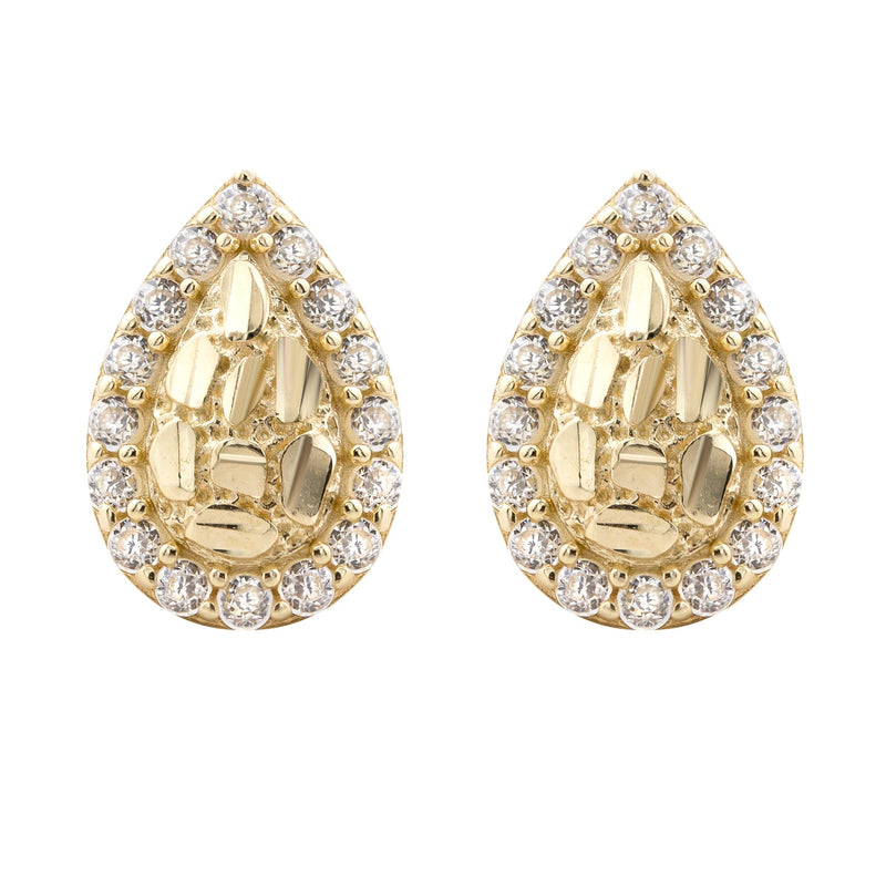 10K Gold Tear Drop Nugget Earrings | Appx 0.3 Inches Wide | Style #53