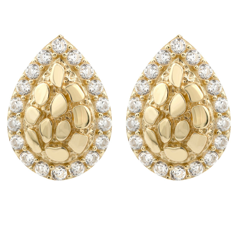 10K Gold Tear Drop Nugget Earrings | Appx 0.4 Inches Wide | Style #49