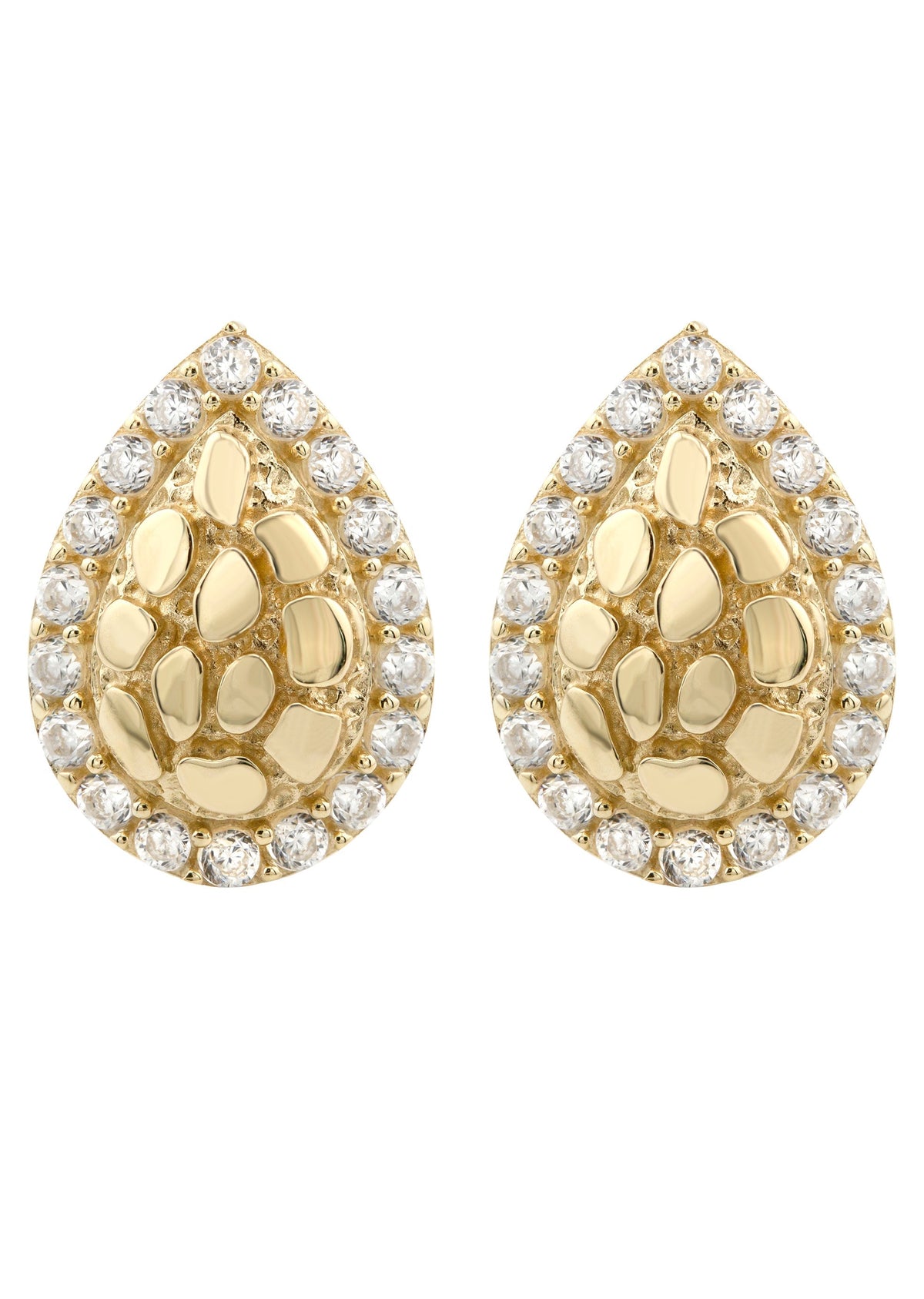 10K Gold Tear Drop Nugget Earrings | Appx 0.4 Inches Wide | Style #49