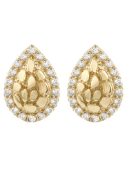 10K Gold Tear Drop Nugget Earrings | Appx 0.4 Inches Wide | Style #49