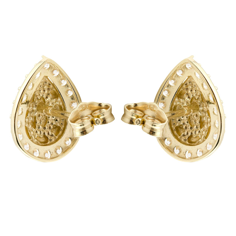 10K Gold Tear Drop Nugget Earrings | Appx 0.4 Inches Wide | Style #49
