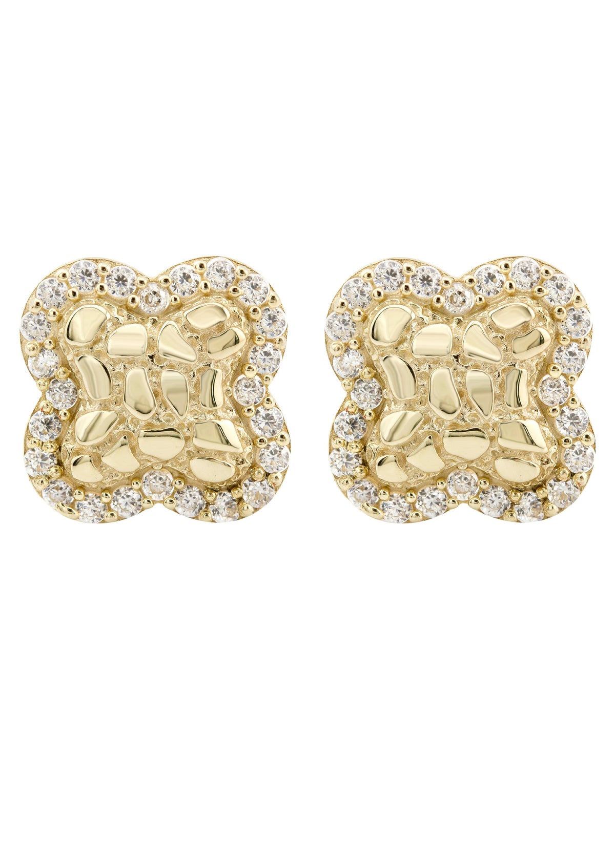 10K Gold Nugget Earrings | Appx 0.4 Inches Wide | Style #41