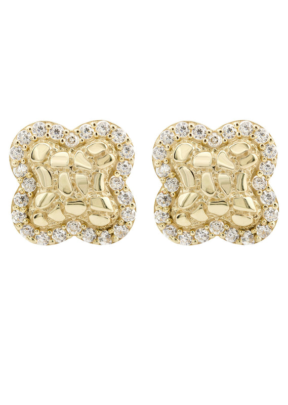 10K Gold Nugget Earrings | Appx 0.4 Inches Wide | Style #41