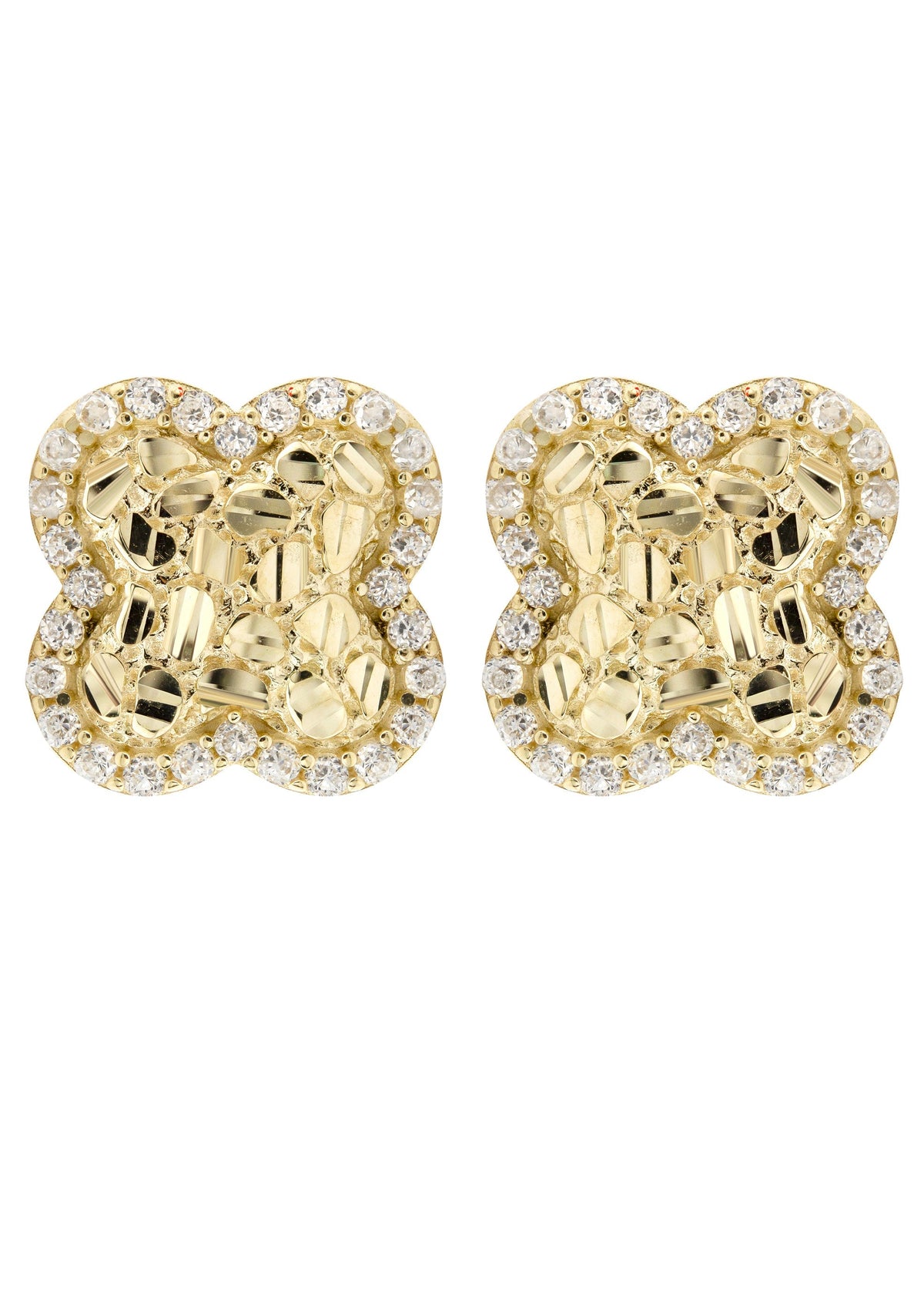 10K Gold Nugget Earrings | Appx 0.5 Inches Wide | Style #37