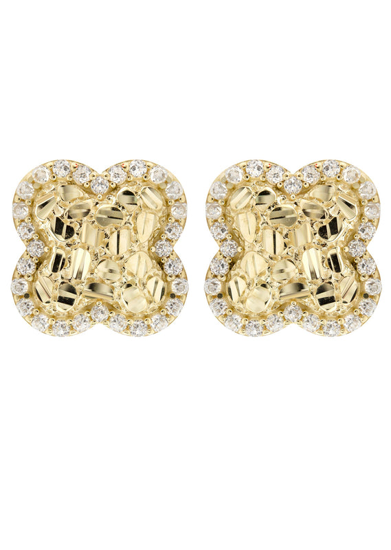10K Gold Nugget Earrings | Appx 0.5 Inches Wide | Style #37