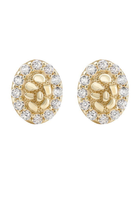 10K Gold Nugget Earrings | Appx 0.3 Inches Wide | Style #33