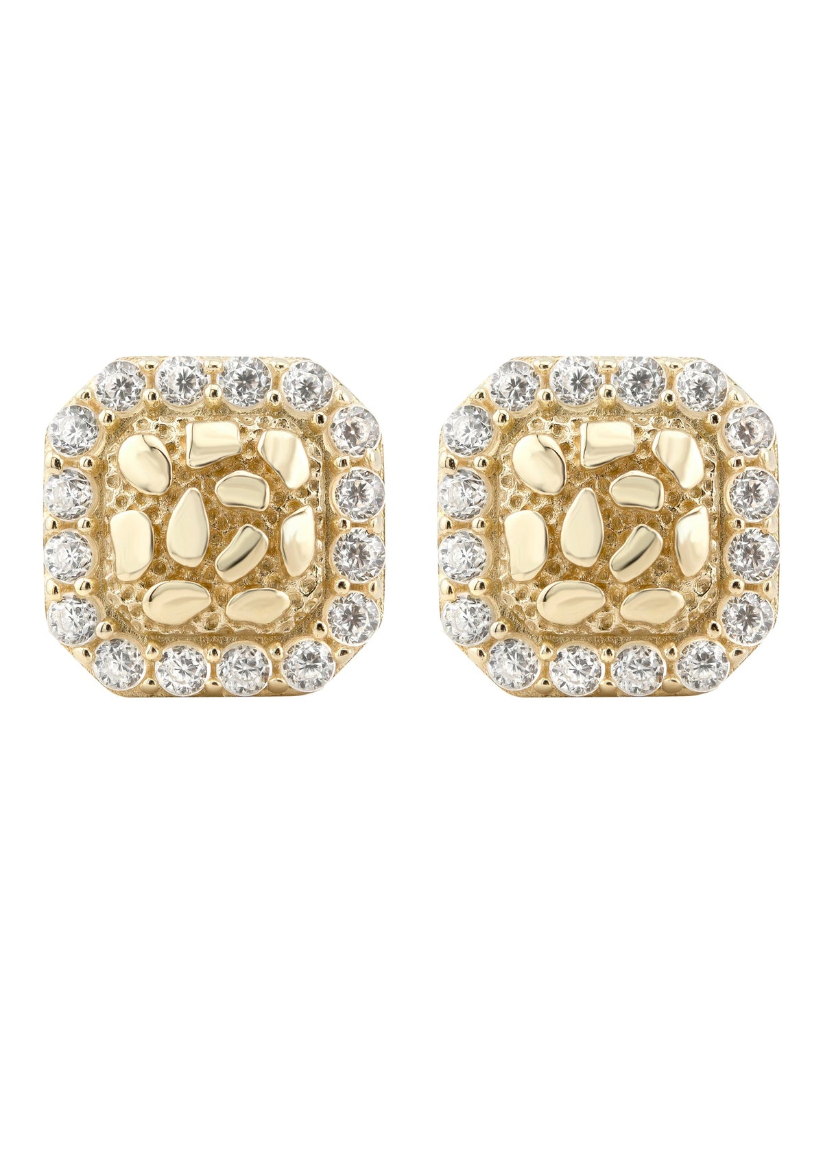 10K Gold Nugget Earrings | Appx 0.3 Inches Wide | Style #25