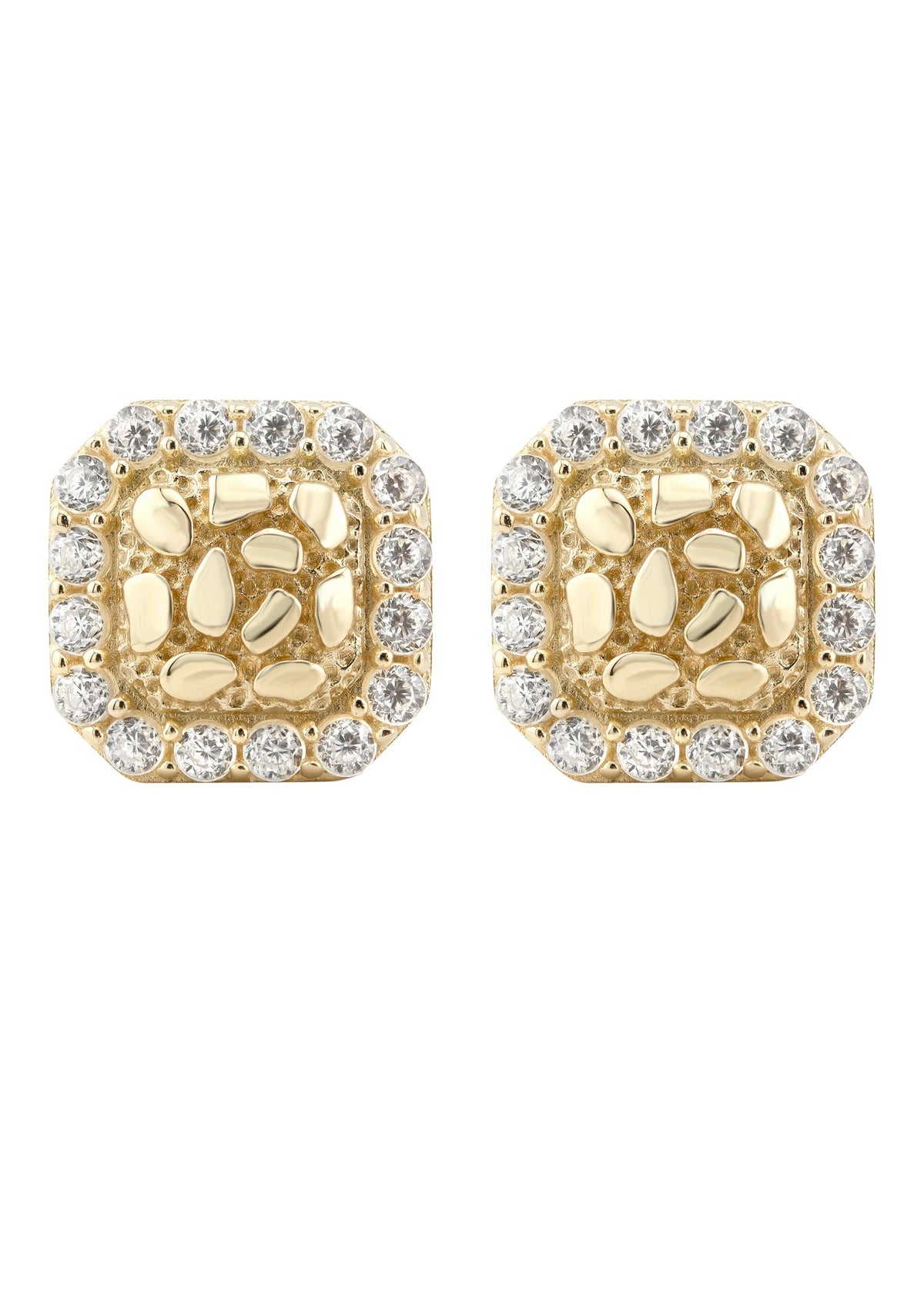 10K Gold Nugget Earrings | Appx 0.3 Inches Wide | Style #25