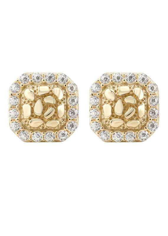 10K Gold Nugget Earrings | Appx 0.3 Inches Wide | Style #25