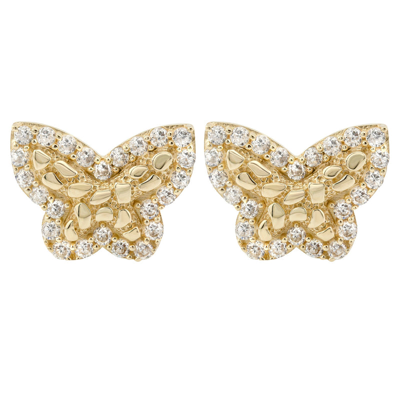 10K Gold Butterfly Nugget Earrings | Appx 0.5 Inches Wide | Style #129