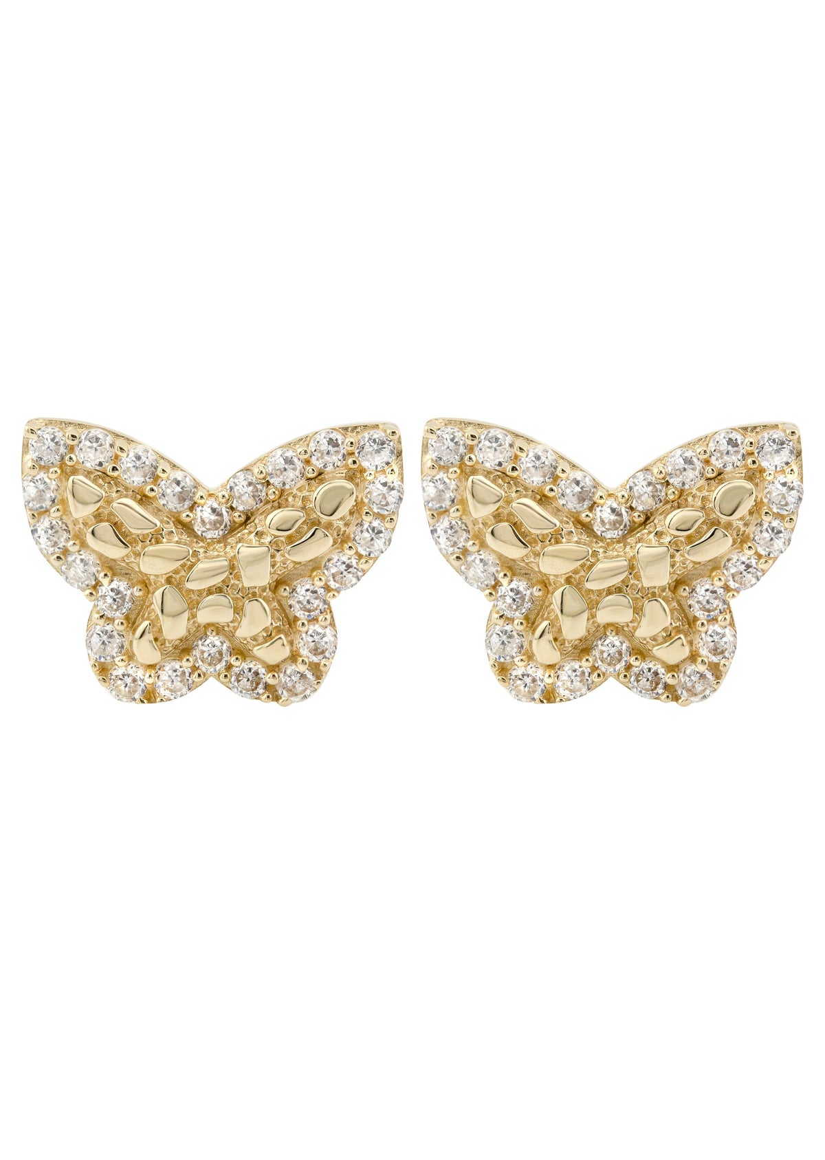 10K Gold Butterfly Nugget Earrings | Appx 0.5 Inches Wide | Style #129