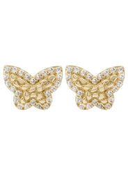 10K Gold Butterfly Nugget Earrings | Appx 0.5 Inches Wide | Style #129