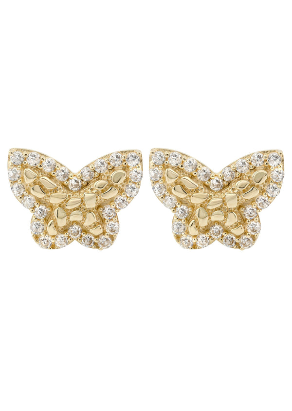 10K Gold Butterfly Nugget Earrings | Appx 0.5 Inches Wide | Style #129