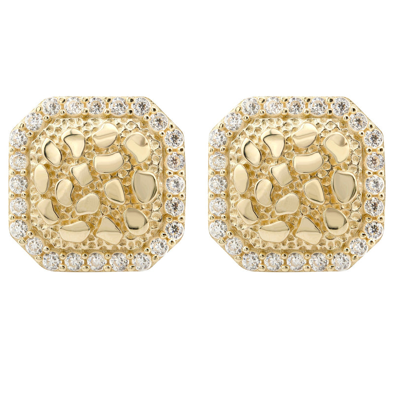 10K Gold Nugget Earrings | Appx 0.5 Inches Wide | Style #21