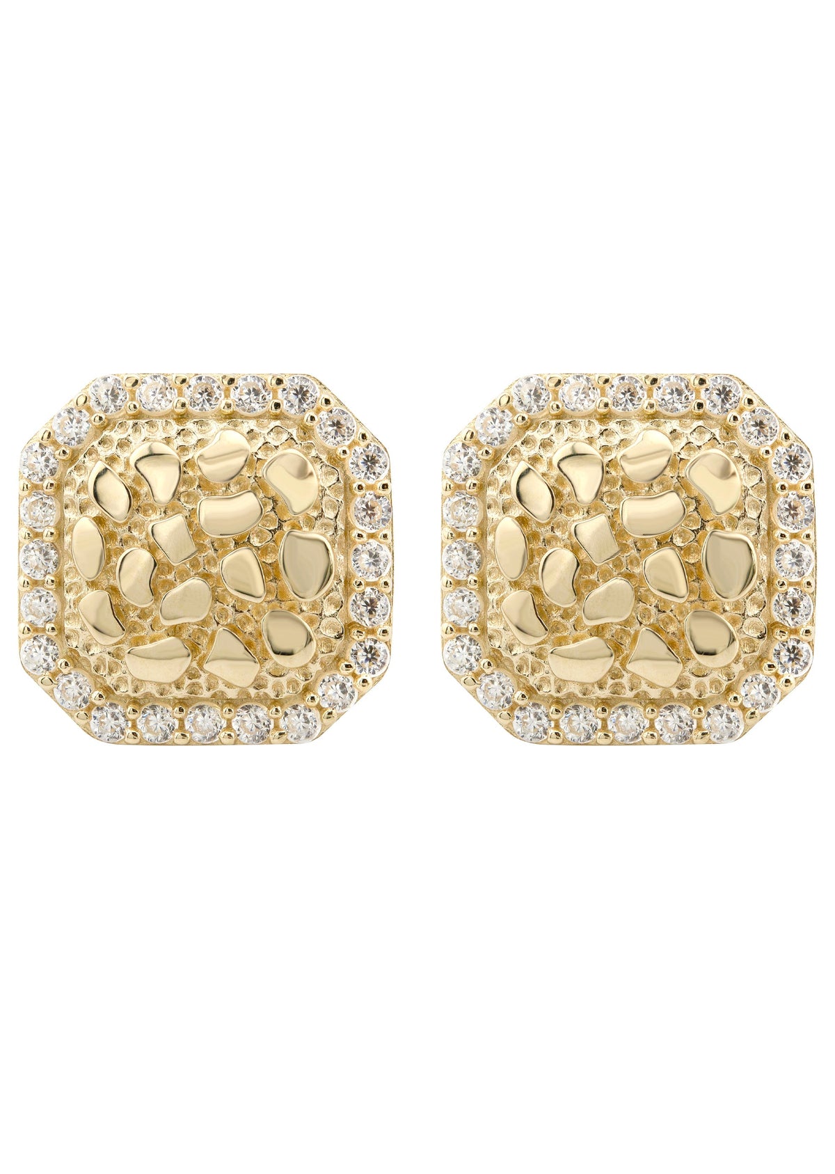 10K Gold Nugget Earrings | Appx 0.5 Inches Wide | Style #21