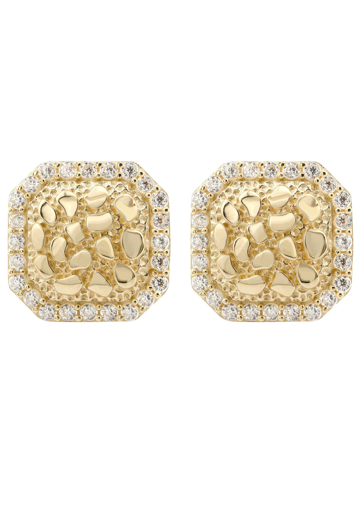 10K Gold Nugget Earrings | Appx 0.5 Inches Wide | Style #21