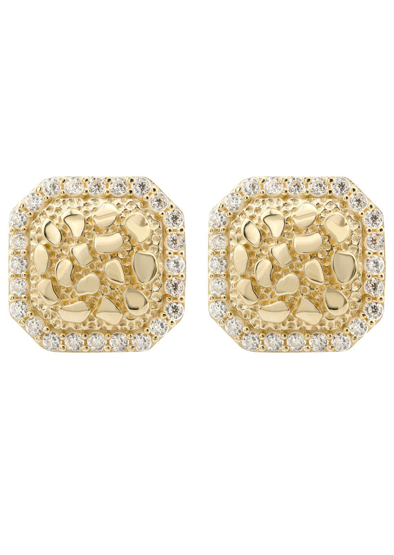 10K Gold Nugget Earrings | Appx 0.5 Inches Wide | Style #21