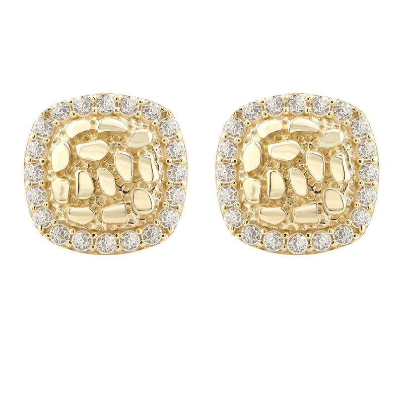 10K Gold Nugget Earrings | Appx 0.4 Inches Wide | Style #17