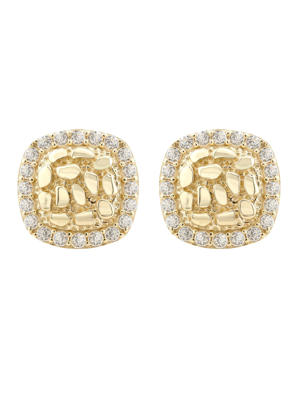 10K Gold Nugget Earrings | Appx 0.4 Inches Wide | Style #17