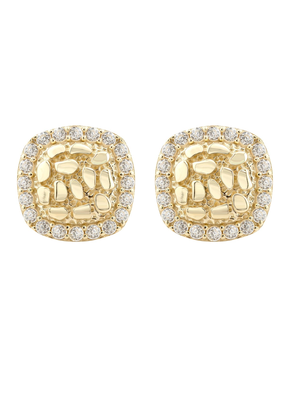 10K Gold Nugget Earrings | Appx 0.4 Inches Wide | Style #17