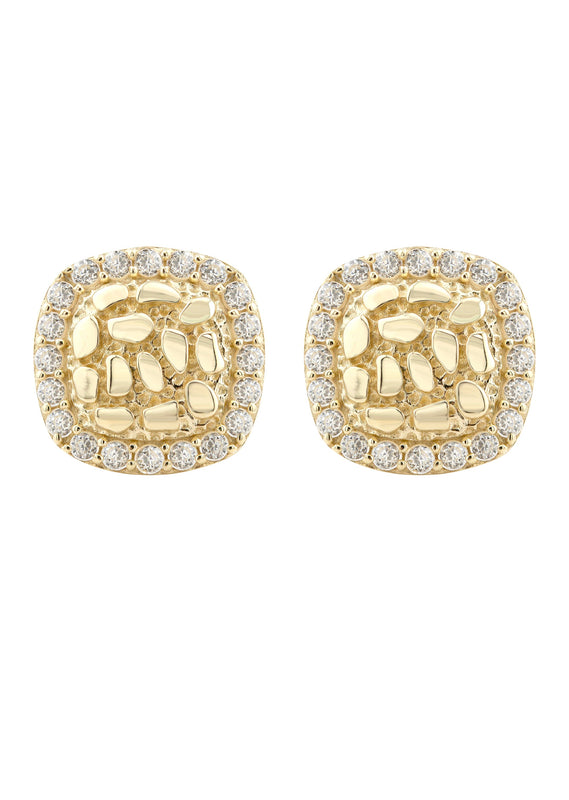 10K Gold Nugget Earrings | Appx 0.4 Inches Wide | Style #17