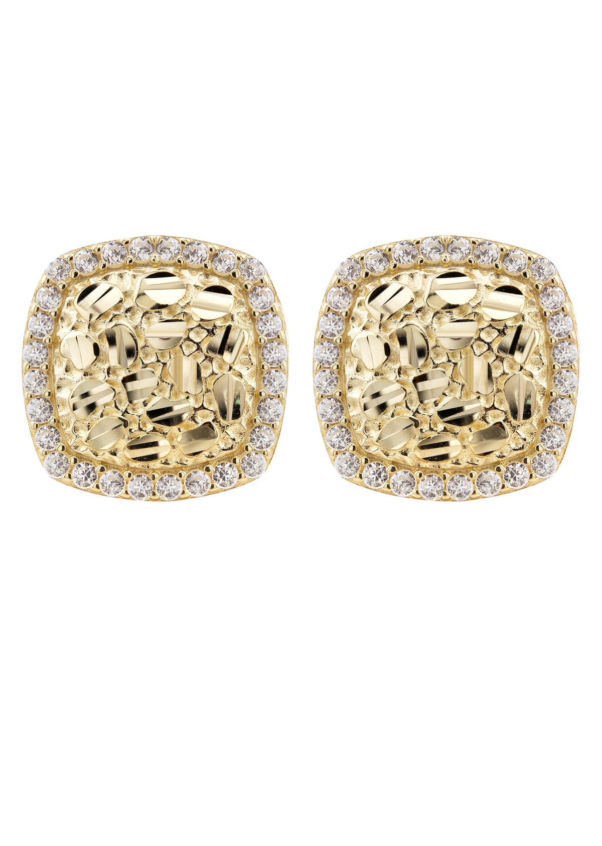 10K Gold Nugget Earrings | Appx 0.5 Inches Wide | Style #13