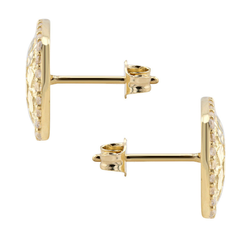 10K Gold Nugget Earrings | Appx 0.5 Inches Wide | Style #13