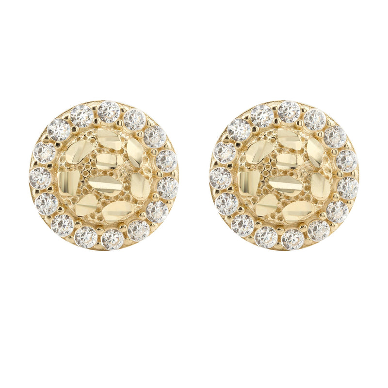 10K Gold Round Nugget Earrings | Appx 0.3 Inches Wide | Style #9
