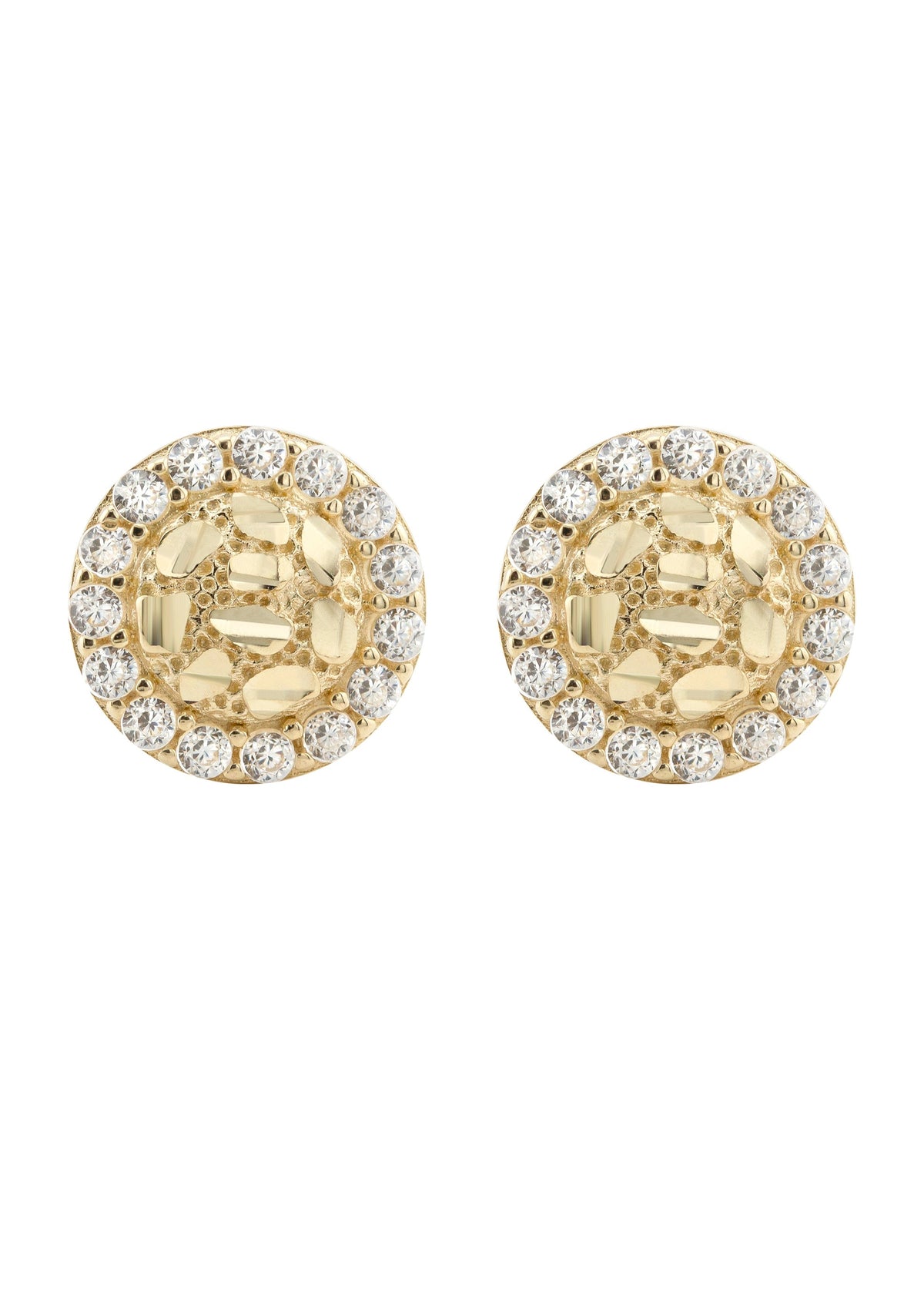 10K Gold Round Nugget Earrings | Appx 0.3 Inches Wide | Style #9