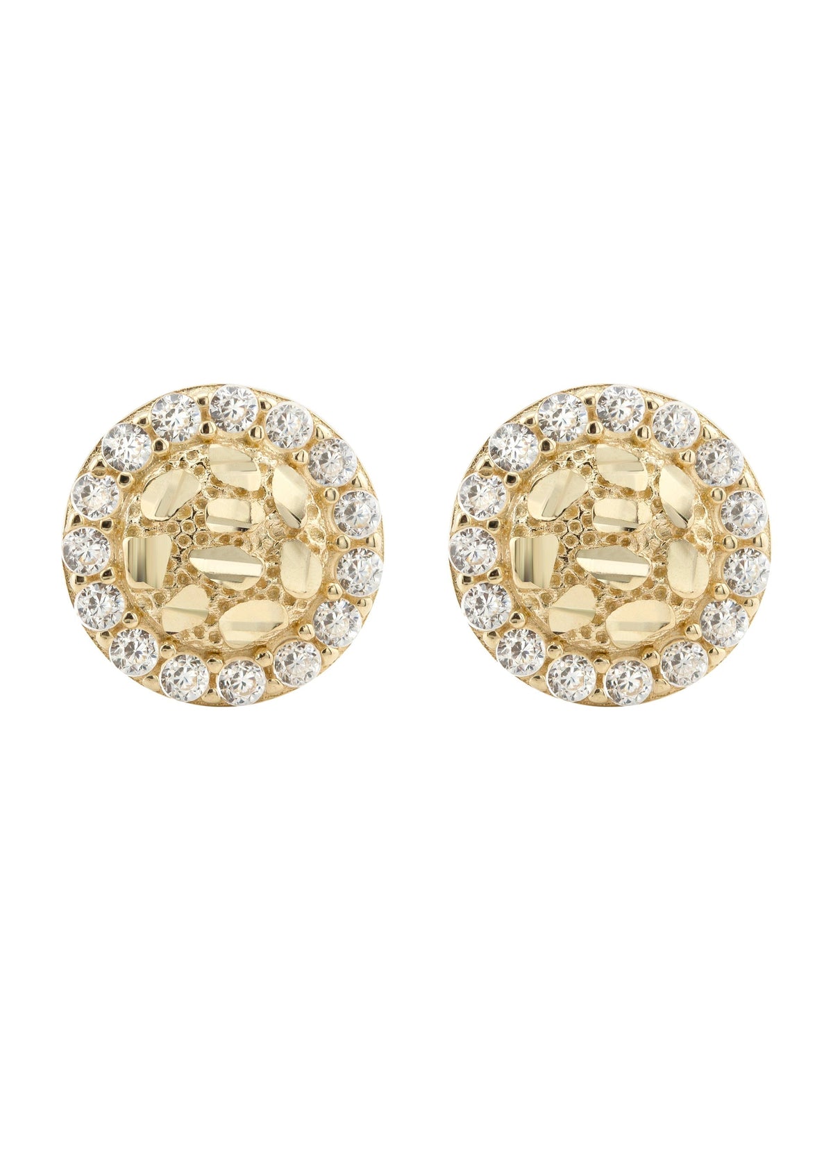 10K Gold Round Nugget Earrings | Appx 0.3 Inches Wide | Style #9