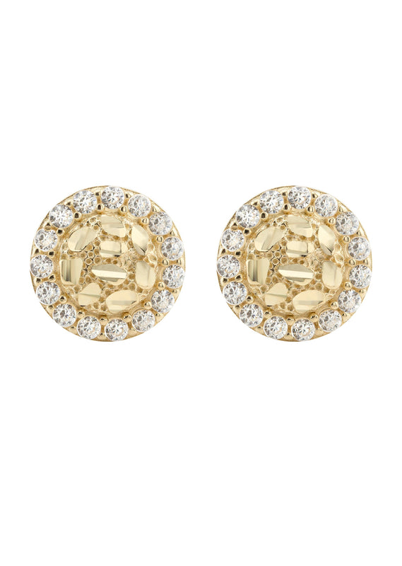 10K Gold Round Nugget Earrings | Appx 0.3 Inches Wide | Style #9