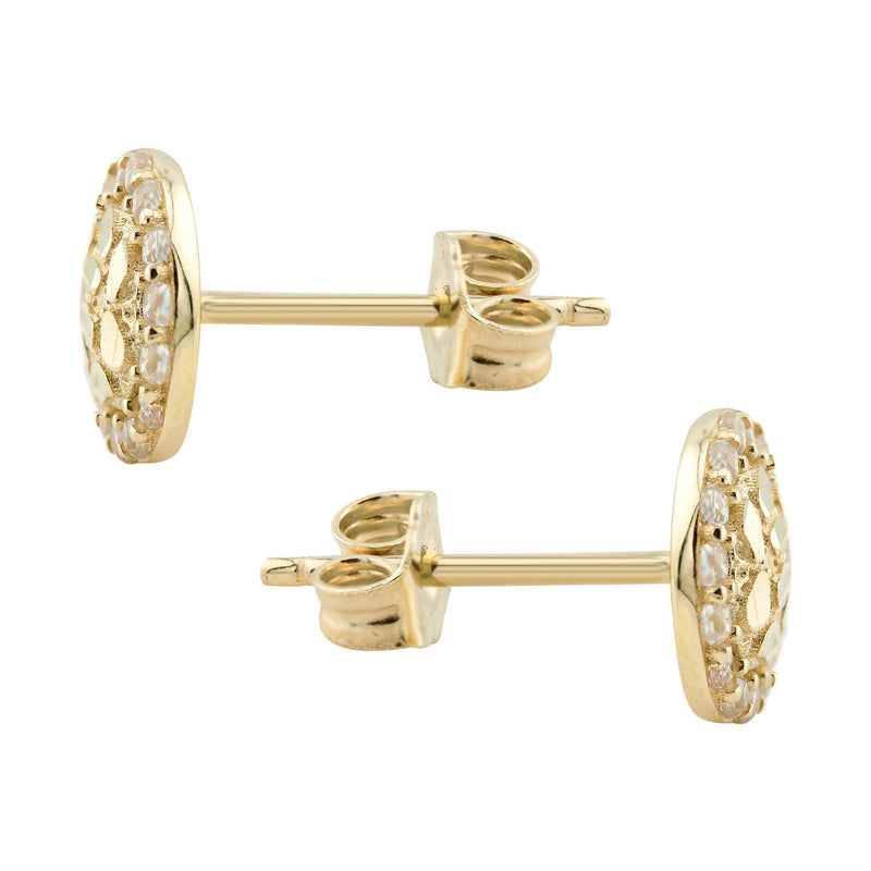 10K Gold Round Nugget Earrings | Appx 0.3 Inches Wide | Style #9