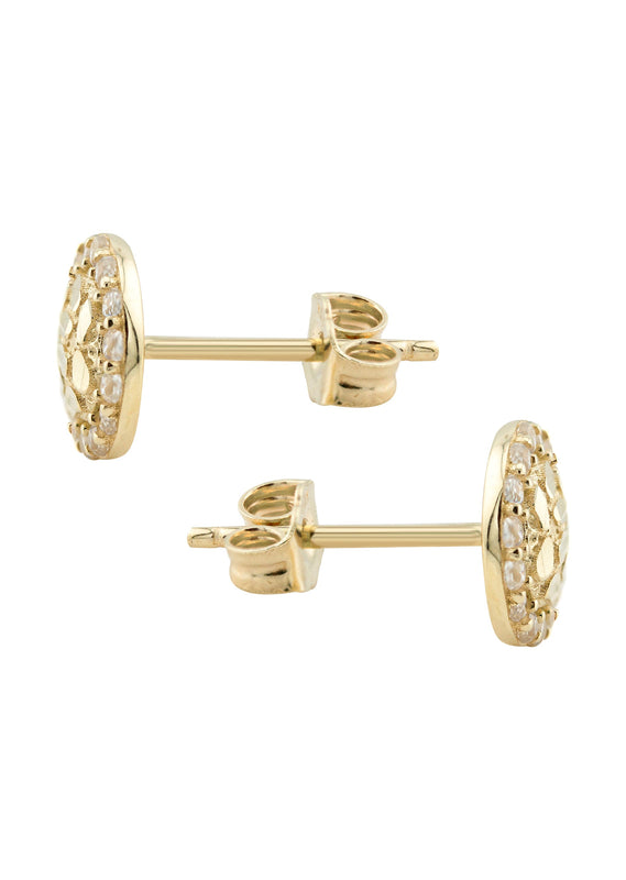 10K Gold Round Nugget Earrings | Appx 0.3 Inches Wide | Style #9